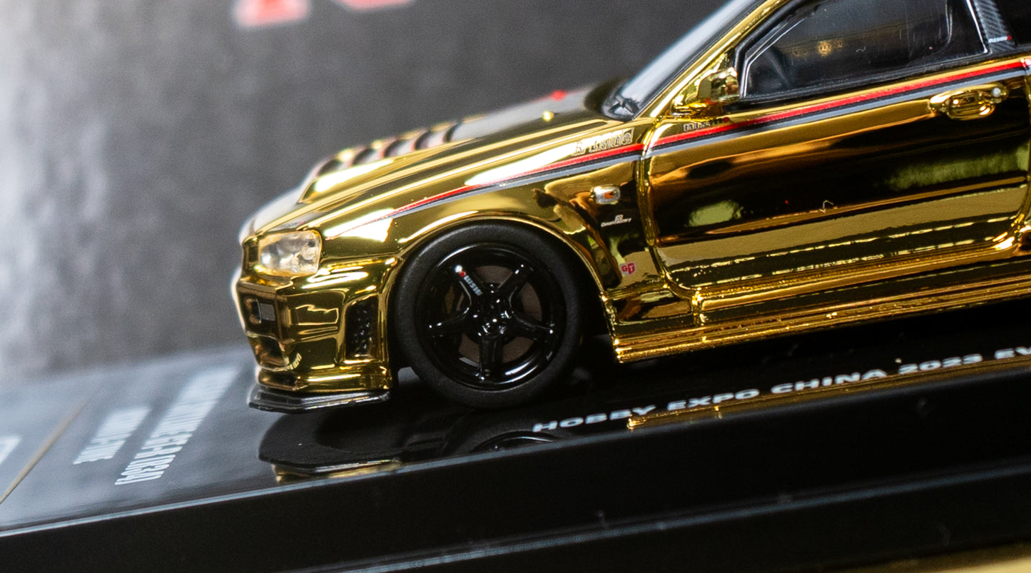 Inno64 - Nissan Skyline R34 Chrome Gold Diecast 1/64